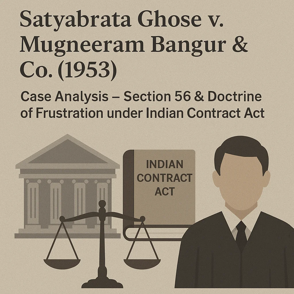 Satyabrata Ghose v. Mugneeram Bangur & Co. (1953) Case Analysis – Section 56 & Doctrine of Frustration under Indian Contract Act Satyabrata Ghose v. Mugneeram Bangur & Co. (1953)