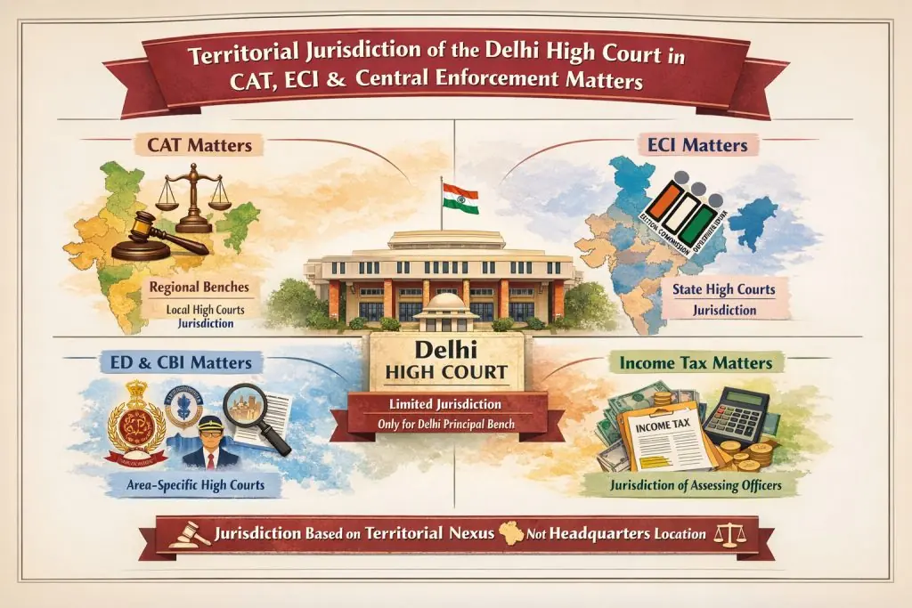 Territorial Jurisdiction of the Delhi High Court in CAT, ECI and Central Enforcement Matters