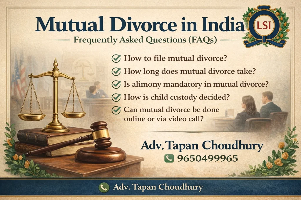Mutual Divorce in India – Complete FAQs, Procedure, Time, Cost & Laws