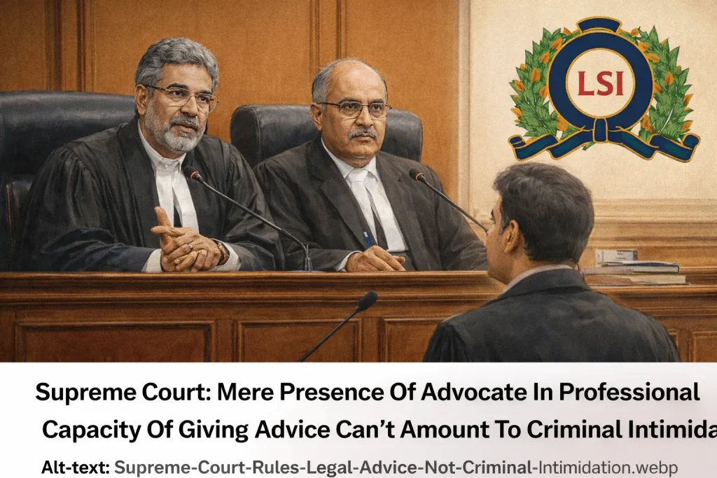 Supreme Court: Mere Presence of an Advocate in Professional Capacity Is Not Criminal Intimidation
