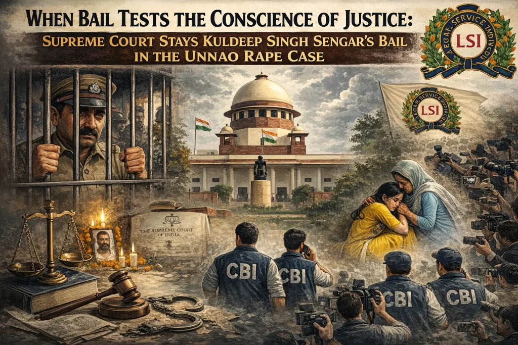 When Bail Tests the Conscience of Justice: Supreme Court Stays Kuldeep Singh Sengar’s Bail in the Unnao Rape Case