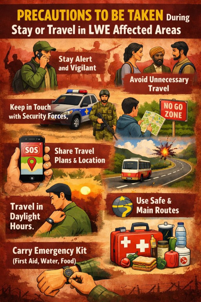 Precautions to Be Taken During Stay or Travel in LWE Affected Areas