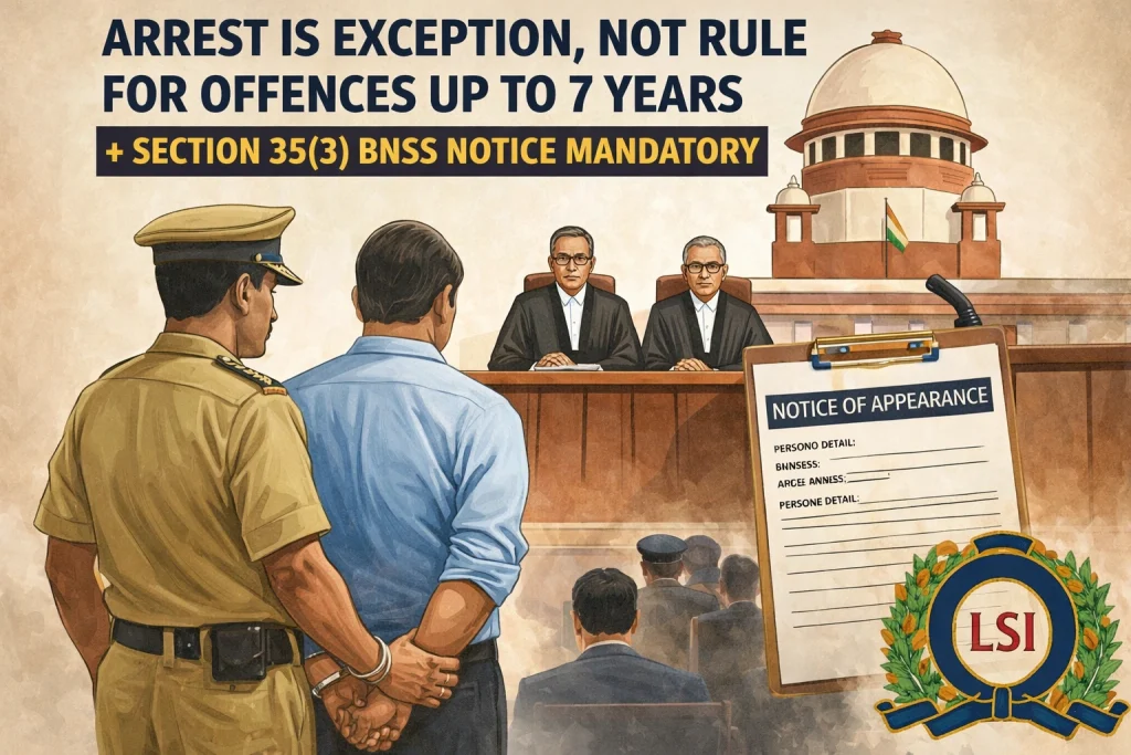 Arrest Is Exception, Not Rule for Offences Up to 7 Years | Section 35(3) BNSS Mandatory: Supreme Court