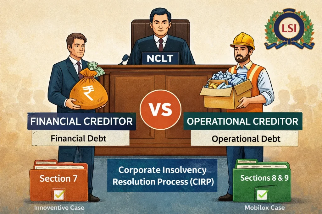 Financial Creditors and Operational Creditors under the Insolvency and Bankruptcy Code, 2016