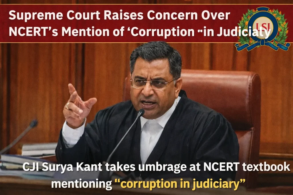 CJI Surya Kant Objects to NCERT Class 8 Book Mentioning Corruption in Judiciary CJI Surya Kant Objects to NCERT Class 8 Book Mentioning Corruption in Judiciary