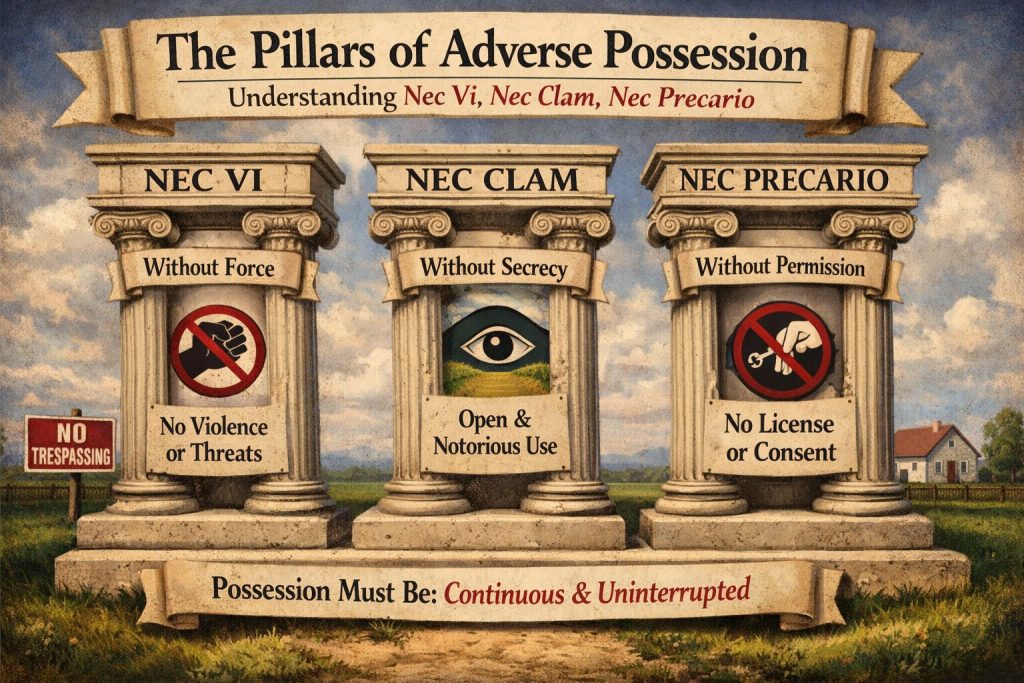 The Pillars of Adverse Possession: Understanding Nec Vi, Nec Clam, Nec Precario