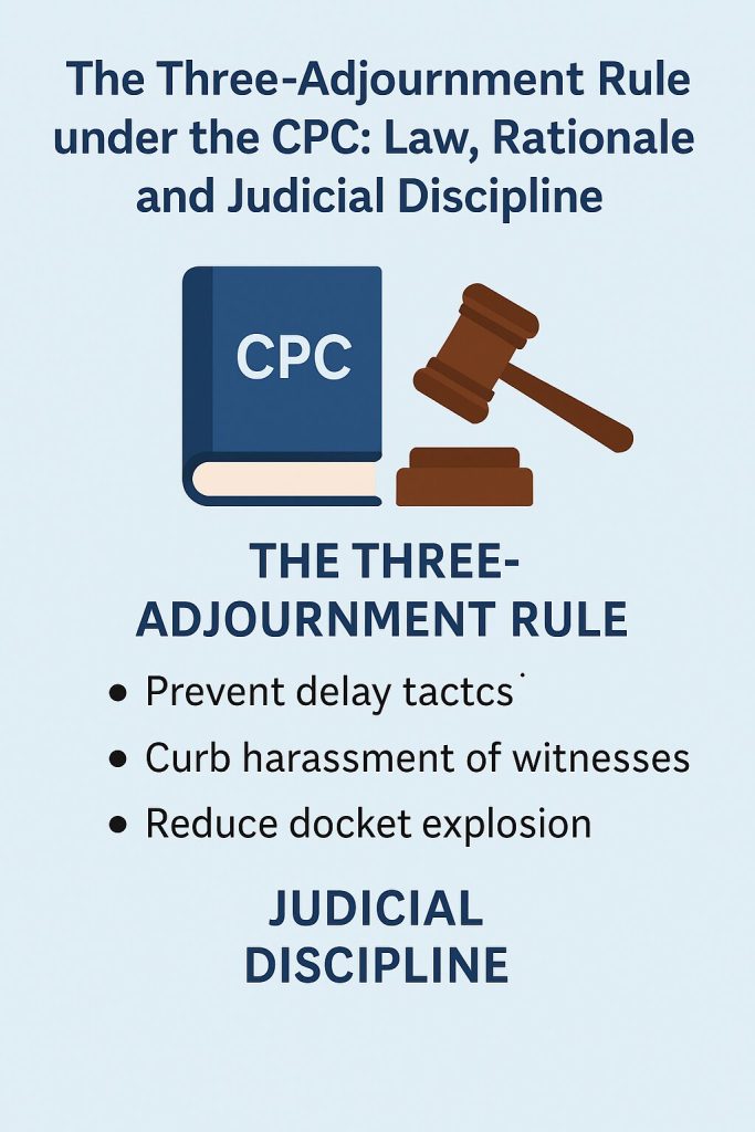 The Three-Adjournment Rule under the CPC: Law, Rationale and Judicial Discipline The Three-Adjournment Rule under the CPC