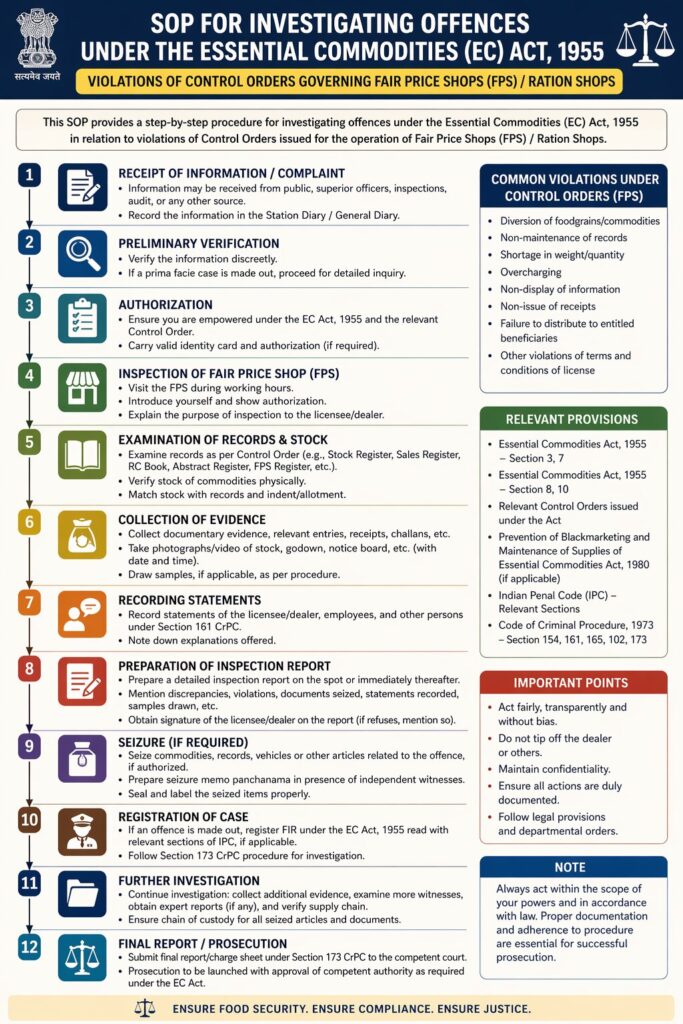 SOP for Investigation of Offences under the Essential Commodities Act, 1955 (Fair Price Shops & Public Distribution System)