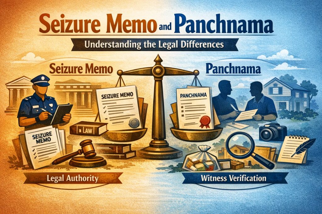Seizure Memo and Panchnama: Understanding the Legal Differences