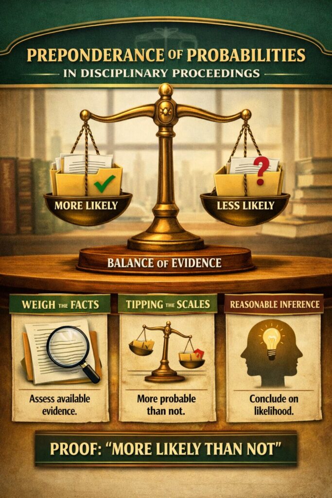 Preponderance of Probabilities in Disciplinary Proceedings