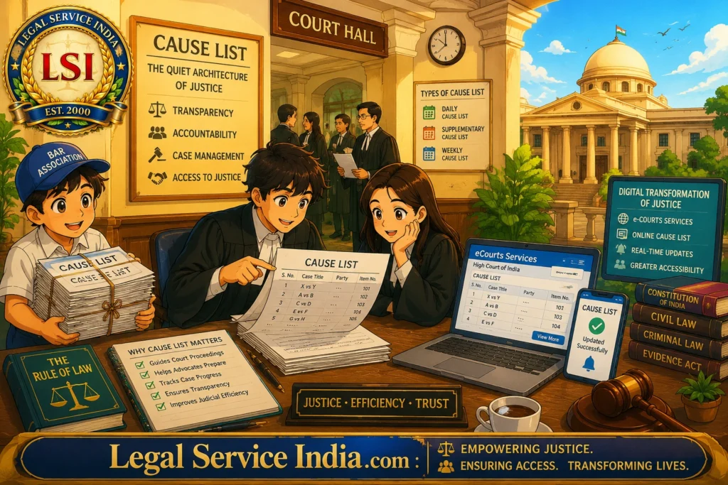 Cause List in Indian Courts: Meaning, Importance & Judicial Role Cause List in Indian Courts