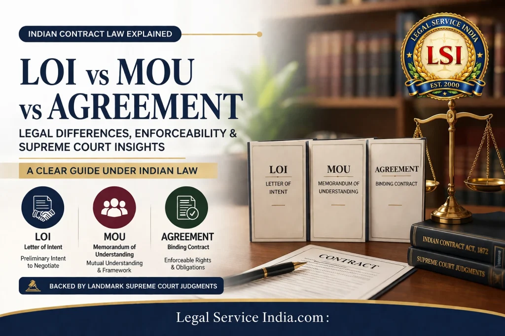 The Fine Line Between LOI, MOU & Agreement: A Legal Analysis under Indian Law The Fine Line Between LOI, MOU & Agreement: A Legal Analysis under Indian Law