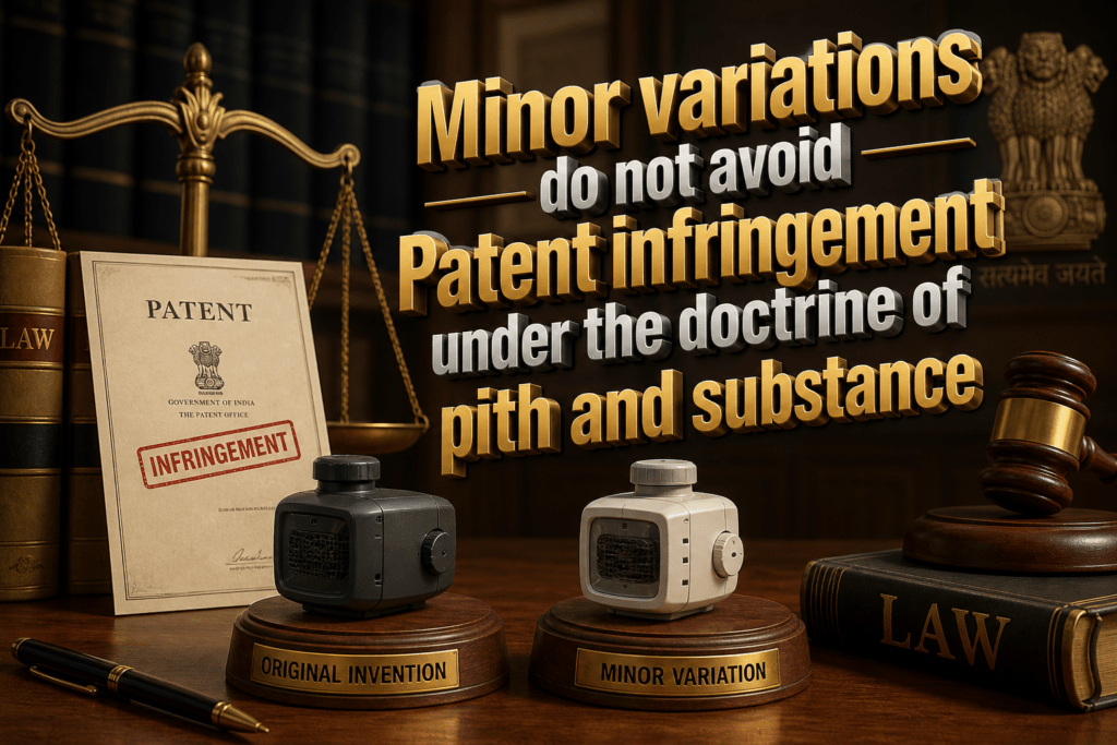 Minor variations do not avoid Patent infringement under the doctrine of pith and substance