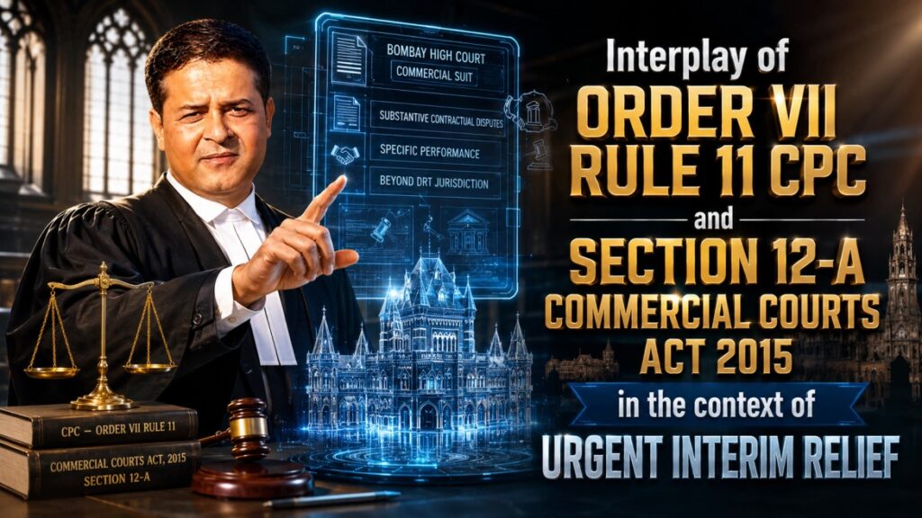 Interplay of Order VII Rule 11 CPC and Section 12-A Commercial Courts Act 2015 in the context of urgent interim relief Section 12-A Commercial Courts Act