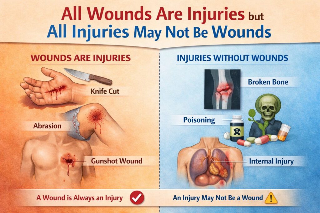 All Wounds Are Injuries but All Injuries May Not Be Wounds All Wounds Are Injuries but All Injuries May Not Be Wounds