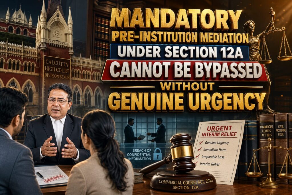 Indian Explosives Pvt Ltd vs Ideal Detonators Pvt Ltd: Calcutta High Court Reinforces Mandatory Pre-Institution Mediation Under Section 12A