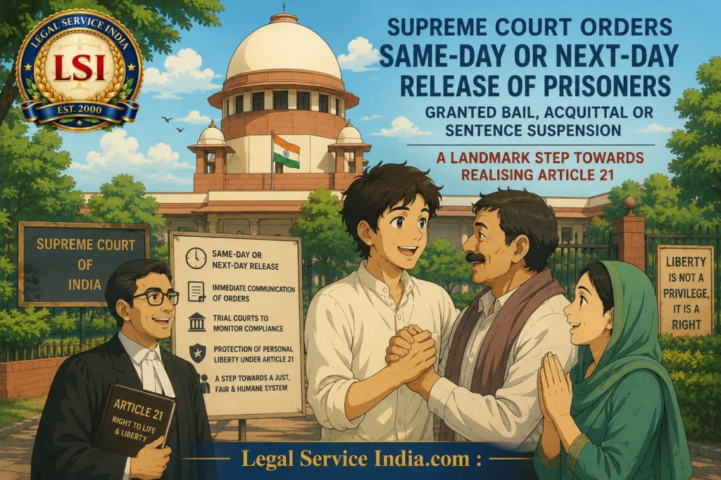 Supreme Court Orders Same-Day Release After Bail or Acquittal: Landmark Article 21 Judgment on Prisoners’ Liberty Article 21 personal liberty