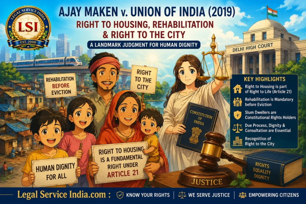 Ajay Maken v. Union of India (2019): Delhi High Court’s Landmark Judgment on Right to Housing, Rehabilitation & Right to the City Right to Housing in India