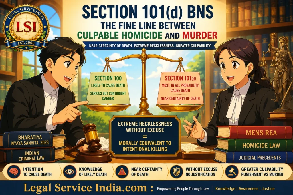 Section 101(d) BNS Explained: Difference Between Culpable Homicide and Murder Under Bharatiya Nyaya Sanhita 2023 Section 101(d) BNS