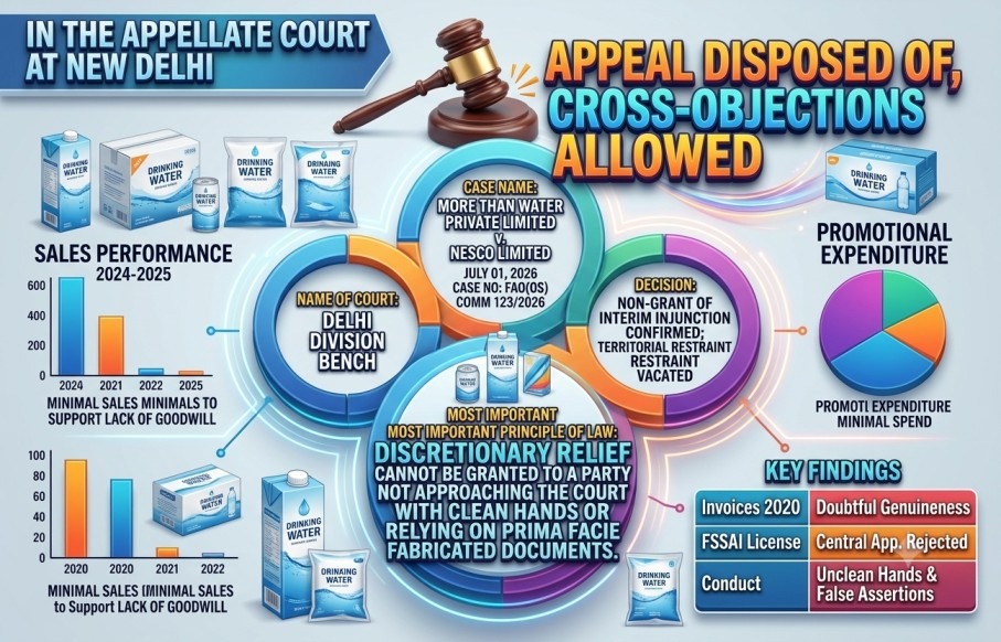 Delhi High Court on Passing Off: Clean Hands Doctrine Defeats Trademark Injunction in More Than Water vs NESCO Delhi High Court passing off judgment