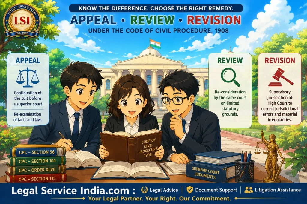 Appeal vs Review vs Revision Under CPC: Complete Guide with Supreme Court Judgements (2026) Appeal vs Review vs Revision under CPC