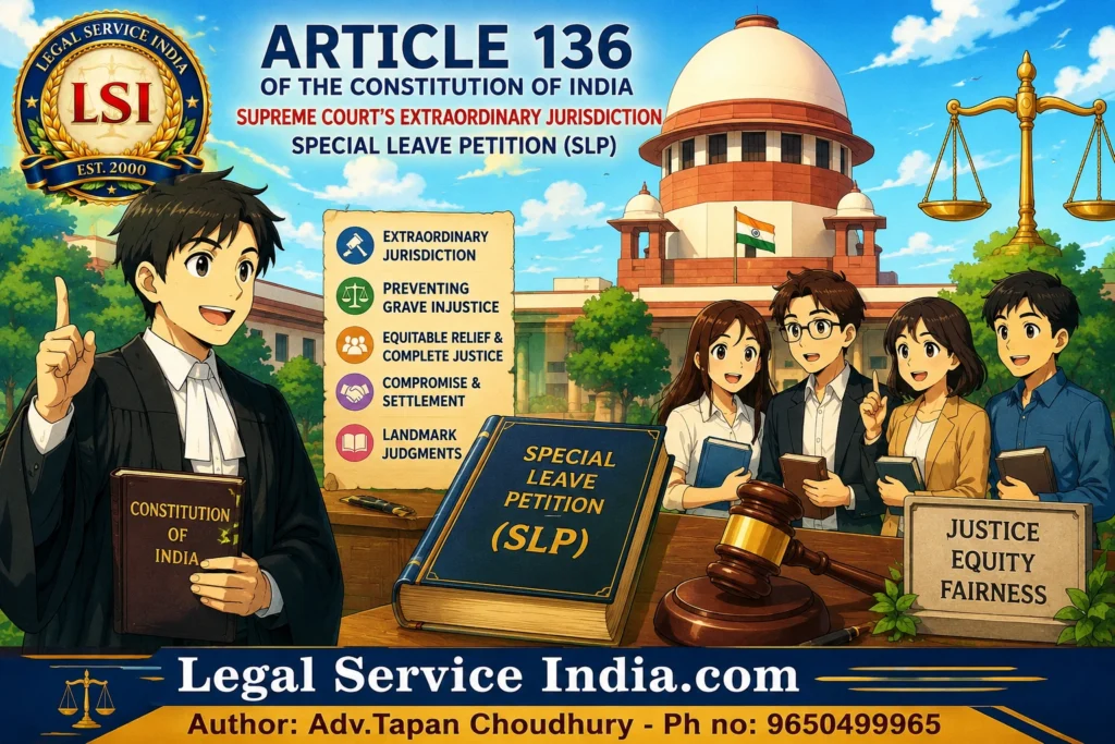 Article 136 of the Constitution of India Explained: Supreme Court’s Extraordinary Jurisdiction, SLP, Article 142 & Landmark Judgments Article 136 of the Constitution of India
