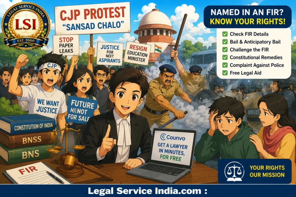 Delhi CJP protest FIR legal rights