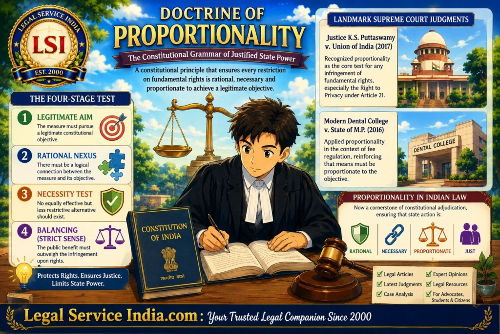 Doctrine of Proportionality Explained: Meaning, Four Tests, Landmark Supreme Court Judgments & Constitutional Importance Doctrine of Proportionality