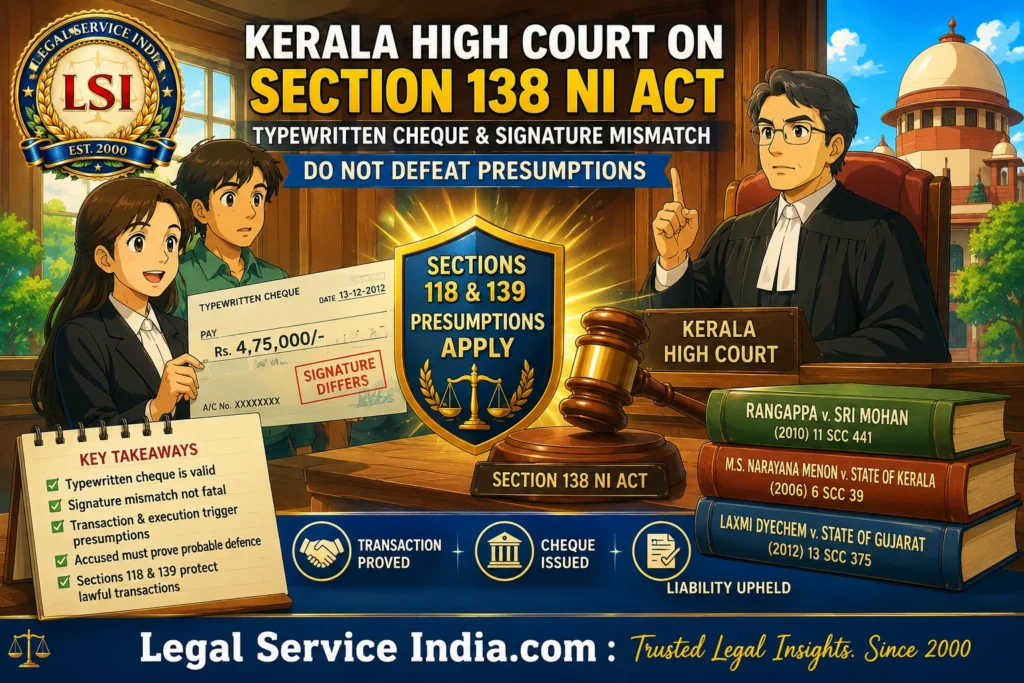 Validity of a Typewritten Check under the Negotiable Instruments Act Kerala High Court Section 138