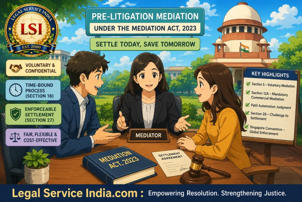 Pre-Litigation Mediation Under the Mediation Act, 2023: Complete Legal Guide to Section 5, Section 27, Section 28 & Patil Automation Judgment Pre-Litigation Mediation under the Mediation Act, 2023
