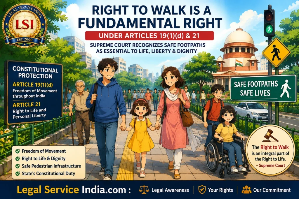 Right to Walk Is a Fundamental Right: Supreme Court Declares Safe Footpaths Part of Articles 19(1)(d) & 21 Right to Walk Fundamental Right