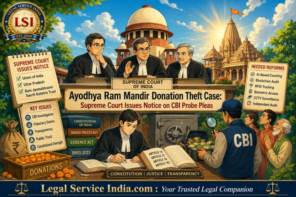 Supreme Court Issues Notice in Ayodhya Ram Mandir Donation Theft Case: Constitutional Analysis of the CBI Probe Pleas Ayodhya Ram Mandir Donation Theft Case
