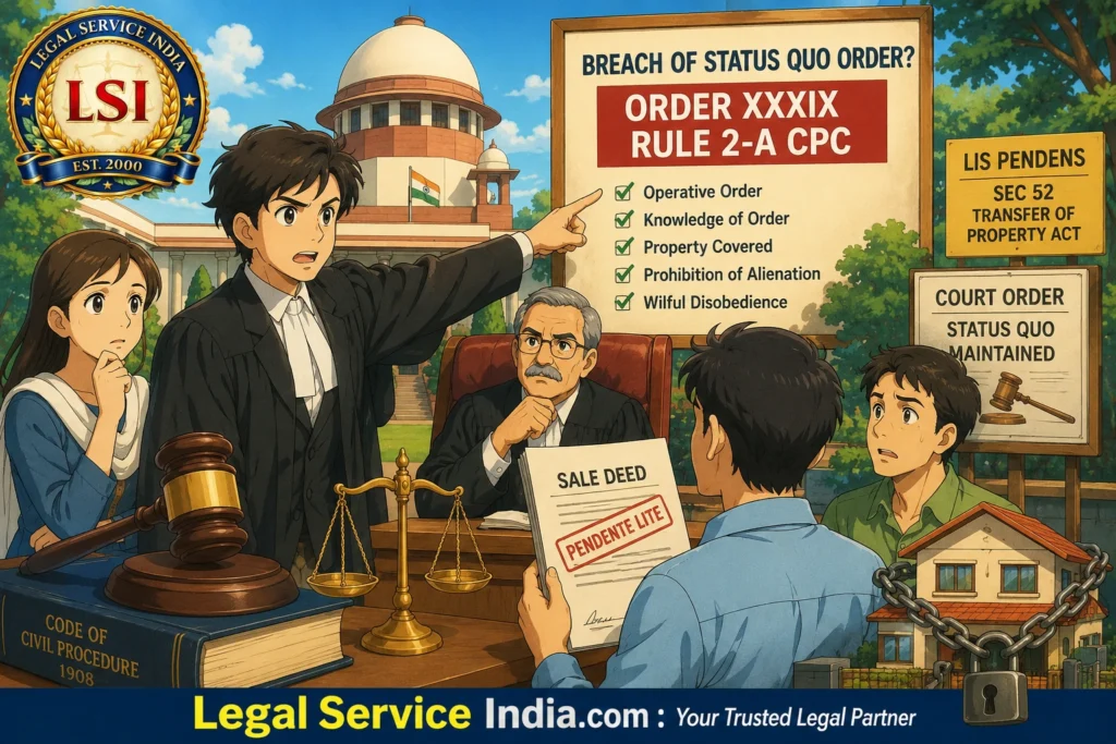 Breach of Status Quo Order: Order XXXIX Rule 2-A CPC, Sale of Suit Property & Lis Pendens Order XXXIX Rule 2-A CPC