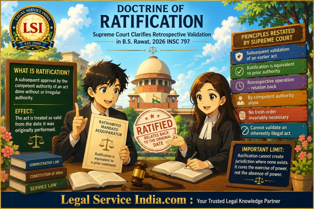 Doctrine of Ratification: Supreme Court Clarifies Retrospective Validation in B.S. Rawat Doctrine of Ratification