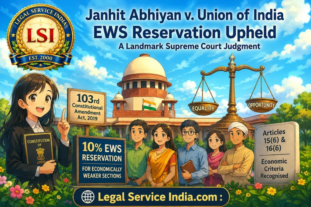 Janhit Abhiyan v. Union of India: Supreme Court Upholds EWS Reservation Janhit Abhiyan v. Union of India EWS Reservation