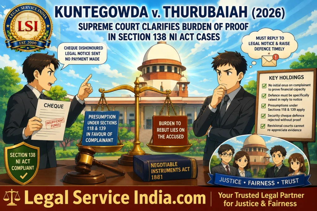 Burden Of Proving The Complainant’s Financial Capacity Under Section 138 Of The Negotiable Instruments Act, 1881 Kuntegowda v. Thurubaiah 2026