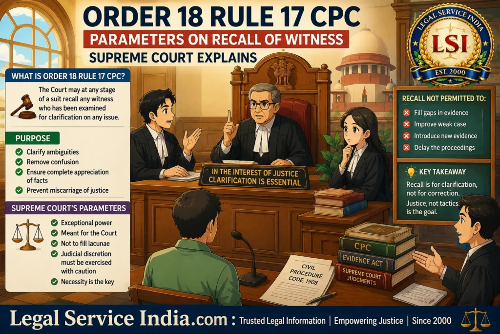 Order 18 Rule 17 CPC: Supreme Court Explains When a Witness Can Be Recalled & When Recall Is Not Permissible Order 18 Rule 17 CPC