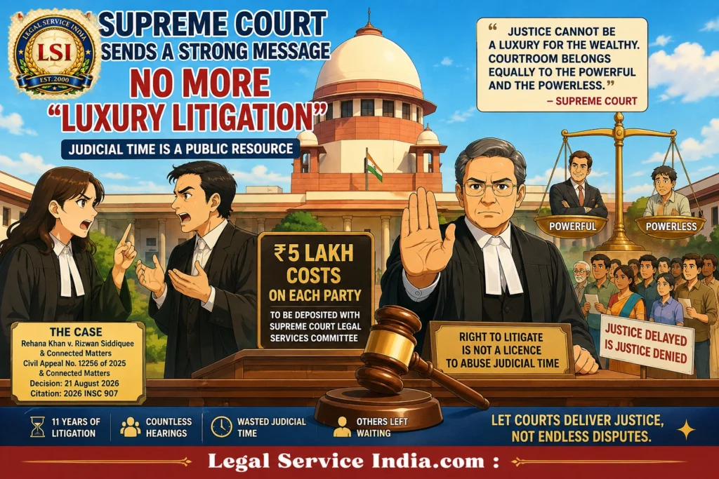 Supreme Court Attacks “Luxury Litigation”: ₹5 Lakh Costs for Misusing Judicial Time Rehana Khan v Rizwan Siddhiquee 2026