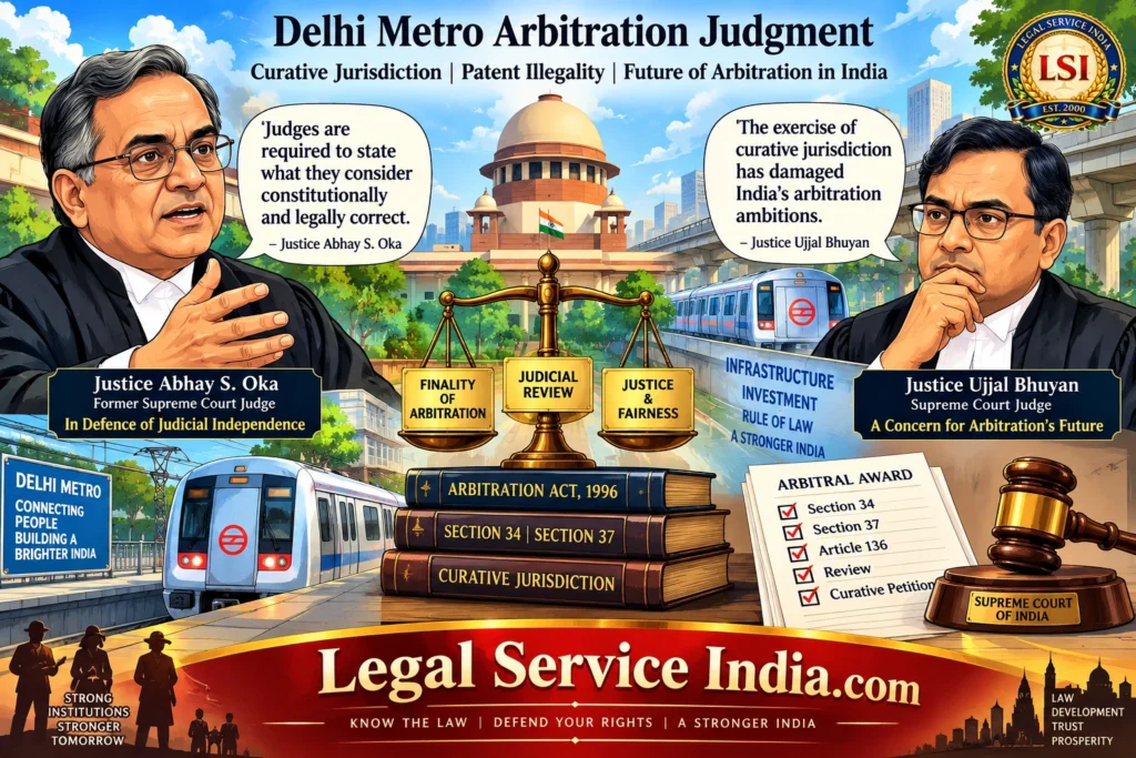 Justice Oka Defends Justice Bhuyan: Delhi Metro Arbitration Judgement, Curative Jurisdiction & Patent Illegality Delhi Metro arbitration judgment