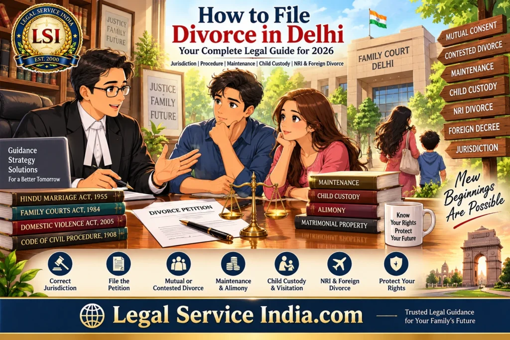 How to File Divorce in Delhi (2026): Complete Guide to Jurisdiction, Maintenance, Child Custody, and Family Court Procedure How to file divorce in Delhi