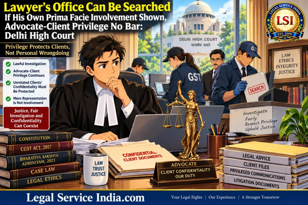 Lawyer’s Office Can Be Searched: Delhi High Court Clarifies Advocate-Client Privilege lawyer office search