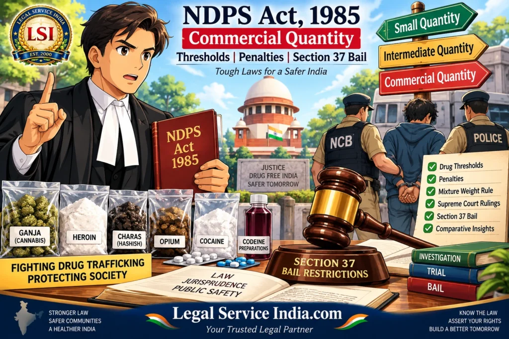NDPS Act Commercial Quantity: Bail, Thresholds, Penalties & Section 37 NDPS Act commercial quantity