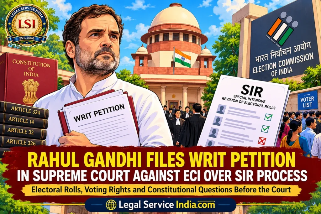 Rahul Gandhi Files Writ Petition in Supreme Court Against ECI Over SIR Process: Electoral Integrity, Voting Rights and the Limits of Election Commission’s Powers Rahul Gandhi Supreme Court petition against ECI